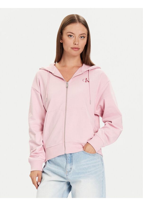 Calvin Klein Jeans Bluza Monologo LV047B270G Różowy Regular Fit. Kolor: różowy. Materiał: bawełna