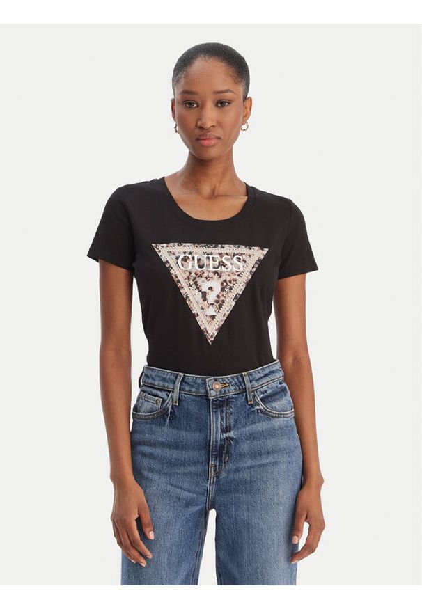 Guess T-Shirt W6RI32 J1314 Czarny Regular Fit. Kolor: czarny. Materiał: bawełna