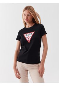 Guess T-Shirt W1YI1B I3Z14 Czarny Slim Fit. Kolor: czarny. Materiał: bawełna