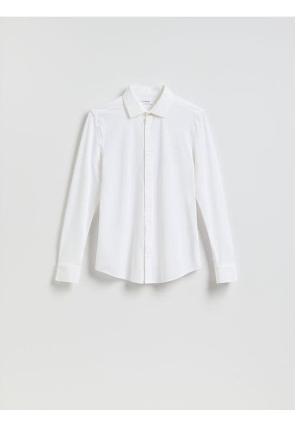 Reserved - Koszula super slim fit - biały. Kolor: biały. Materiał: dzianina