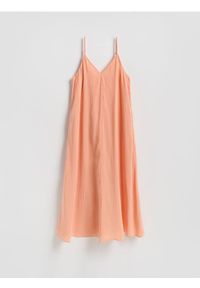Reserved - Sukienka z modalem - jasnopomarańczowy. Kolor: pomarańczowy. Materiał: tkanina