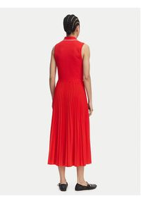 TOMMY HILFIGER - Tommy Hilfiger Sukienka codzienna 1985 Pleated WW0WW49621 Czerwony Regular Fit. Okazja: na co dzień. Kolor: czerwony. Materiał: syntetyk. Typ sukienki: proste. Styl: casual #3
