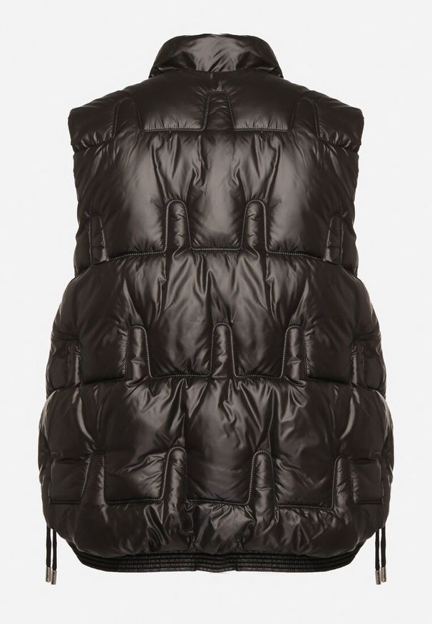 Born2be - Czarna Kamizelka Pikowana z Wysokim Kołnierzem i Kieszeniami Irinae. Okazja: na co dzień, na spotkanie biznesowe. Kolor: czarny. Materiał: jeans. Styl: biznesowy, casual