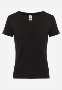 Renee - Czarny T-shirt Mirasura. Kolor: czarny. Materiał: dzianina. Długość rękawa: krótki rękaw. Długość: krótkie. Wzór: gładki #3