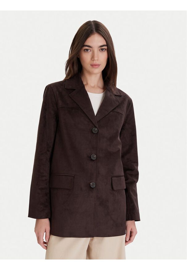 only - ONLY Płaszcz przejściowy Tulip 15356927 Brązowy Standard Fit. Kolor: brązowy. Materiał: skóra