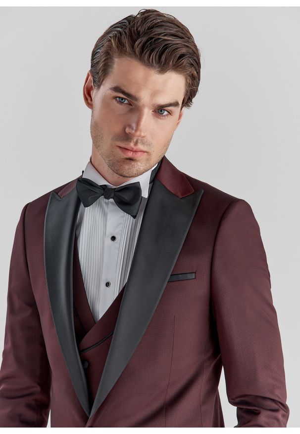 Pako Lorente - PAKO LORENTE – Marynarka smokingowa P22SF-3S-004-D-S. Okazja: na ślub cywilny, na wesele. Materiał: poliester, wiskoza