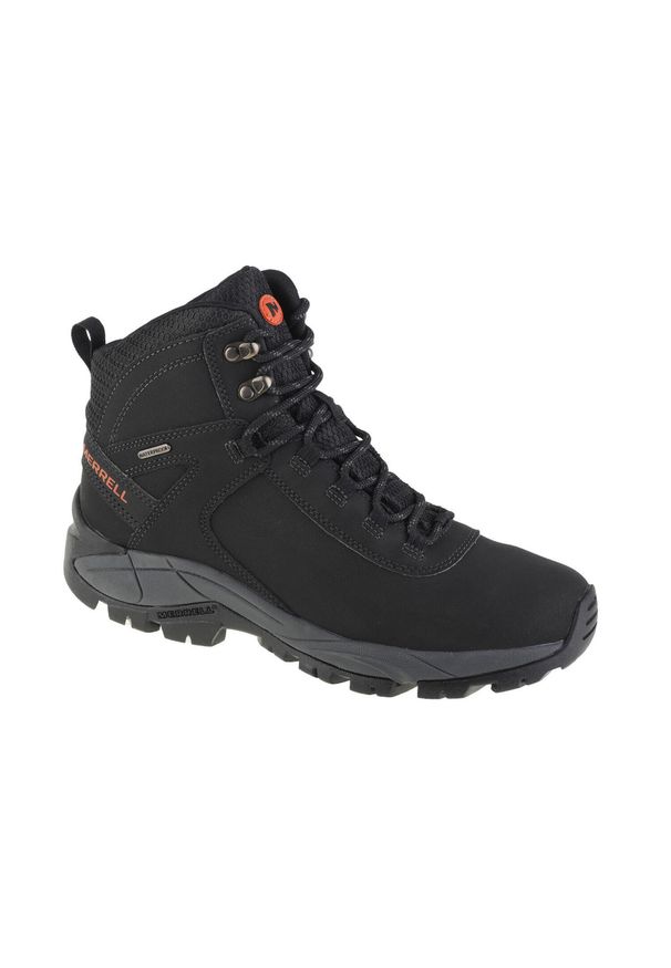 Buty trekkingowe męskie Merrell Vego Mid Leather Waterproof. Wysokość cholewki: za kostkę. Zapięcie: sznurówki. Kolor: wielokolorowy, czarny. Materiał: nubuk. Szerokość cholewki: normalna