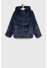 Abercrombie & Fitch kurtka dwustronna dziecięca kolor niebieski. Okazja: na co dzień. Typ kołnierza: kaptur. Kolor: niebieski. Materiał: poliester. Styl: casual #4