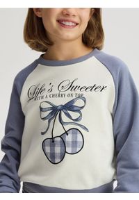 Reserved - Krótka bluza z napisem - niebieski. Kolor: niebieski. Materiał: dzianina, bawełna. Długość: krótkie. Wzór: napisy #1