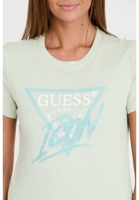 Guess - GUESS Miętowy damski t-shirt bawełniany Icon Tee, Rozmiar M. Kolor: zielony. Materiał: bawełna #2