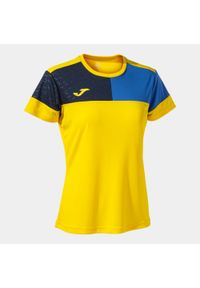 T-shirt Joma Damski Geel-Blauw - Sportowy i Oddychający. Kolor: niebieski, wielokolorowy, żółty. Materiał: poliester. Sport: piłka nożna #1