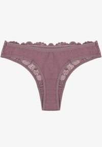Born2be - Fioletowe Koronkowe Majtki Stringi z Bawełny Venalora. Kolor: fioletowy. Materiał: bawełna, koronka #2
