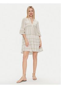 Vero Moda Sukienka letnia Dicthe 10225127 Beżowy Loose Fit. Kolor: beżowy. Materiał: bawełna. Sezon: lato #3