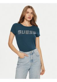 Guess T-Shirt V4BI16 KCIV1 Niebieski Regular Fit. Kolor: niebieski. Materiał: bawełna