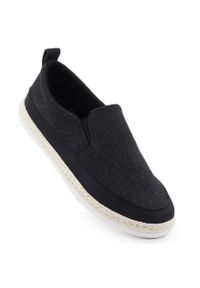 Półbuty męskie espadryle wsuwane czarne Nowacki 0017-T. Zapięcie: bez zapięcia. Kolor: czarny. Materiał: materiał. Szerokość cholewki: normalna #1