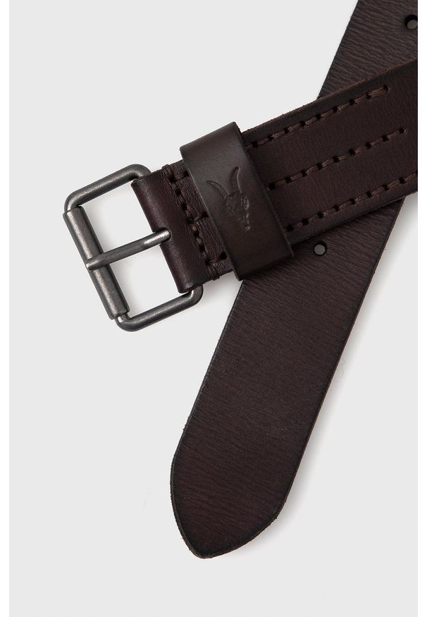 AllSaints Pasek skórzany męski kolor brązowy. Kolor: brązowy. Materiał: skóra