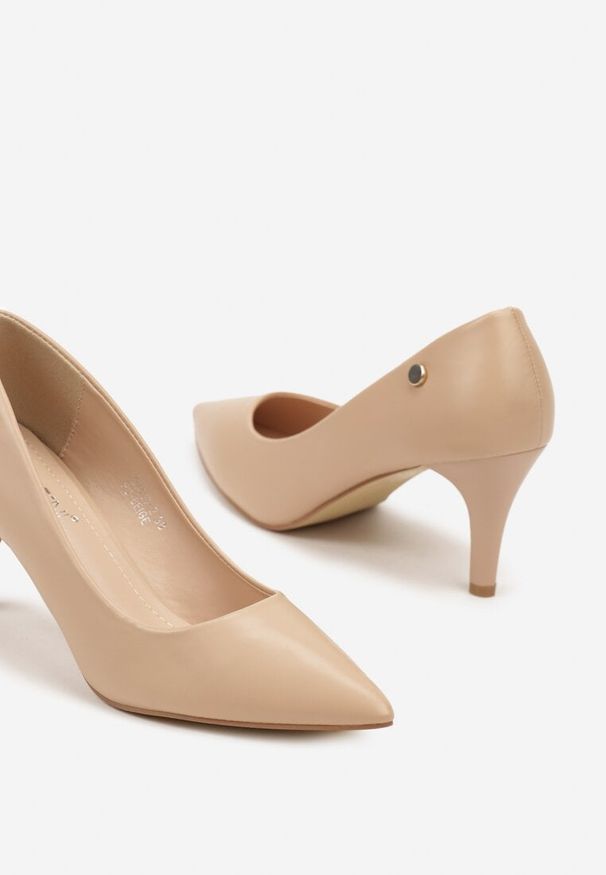 Renee - Beżowe Eleganckie Czółenka w Klasycznym Stylu Vlisaya. Nosek buta: otwarty. Kolor: beżowy. Obcas: na obcasie. Styl: klasyczny, elegancki. Wysokość obcasa: średni