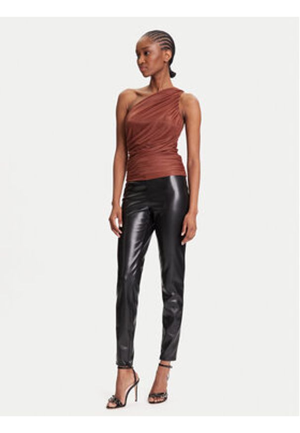 Guess Spodnie z imitacji skóry New Prescilla Petite W4BB18 WGIK0 Czarny Slim Fit. Kolekcja: petite. Kolor: czarny. Materiał: syntetyk