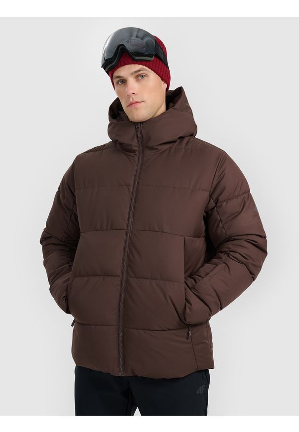 4f - 4F Kurtka narciarska membrana 5000 męska - brązowa M. Kolor: brązowy. Materiał: poliester, materiał. Wzór: gładki. Sezon: zima