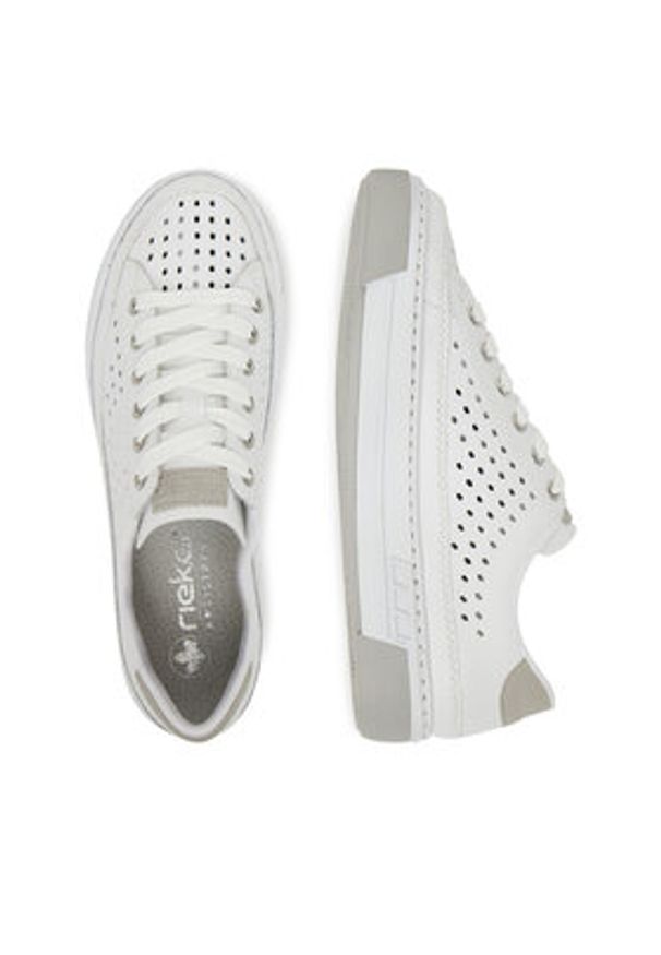 Rieker Sneakersy L8849-80 Biały. Kolor: biały. Materiał: skóra