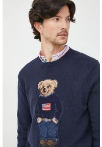 Polo Ralph Lauren sweter męski kolor granatowy. Okazja: na co dzień. Typ kołnierza: polo. Kolor: niebieski. Styl: casual #4