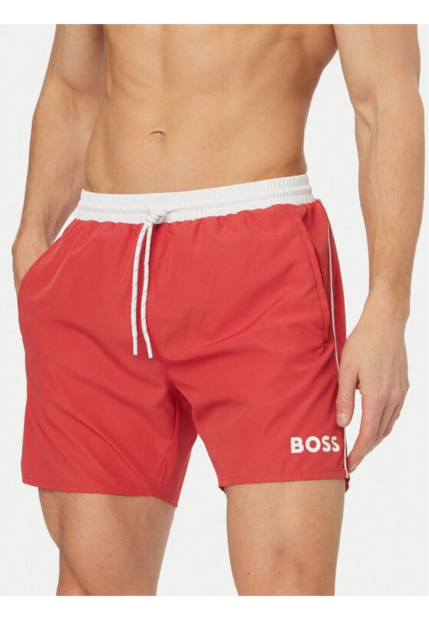 BOSS Szorty kąpielowe Starfish 50514429 Różowy ciemny Regular Fit. Kolor: różowy. Materiał: syntetyk