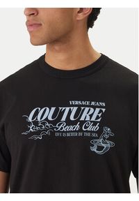 Versace Jeans Couture T-Shirt 80GAHT10 CJ00T Czarny Regular Fit. Kolor: czarny. Materiał: bawełna #4