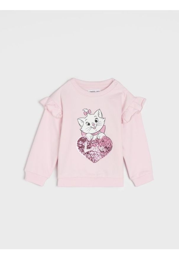 Sinsay - Bluza Disney - różowy. Typ kołnierza: kołnierz z falbankami. Kolor: różowy. Wzór: motyw z bajki