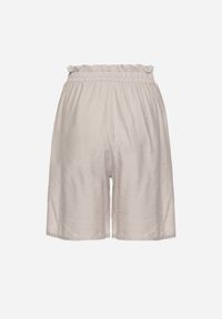 Born2be - Szare Wiskozowe Szorty z Wysokim Stanem i Paskiem Lumovelle. Okazja: na co dzień. Stan: podwyższony. Kolor: szary. Materiał: wiskoza. Styl: elegancki, casual #6