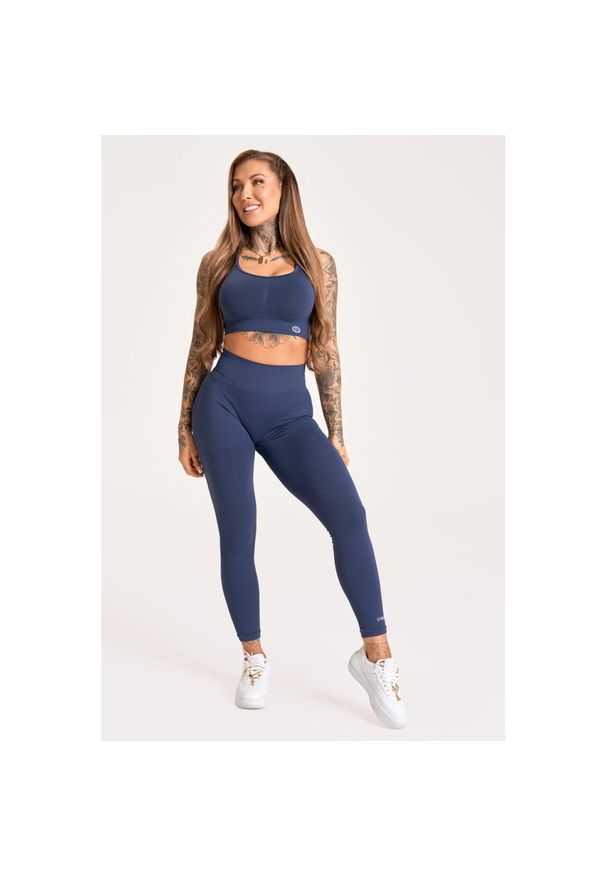 GYM GLAMOUR - Legginsy fitness damskie Gym Glamour push up 2.0. Kolor: niebieski. Sport: fitness