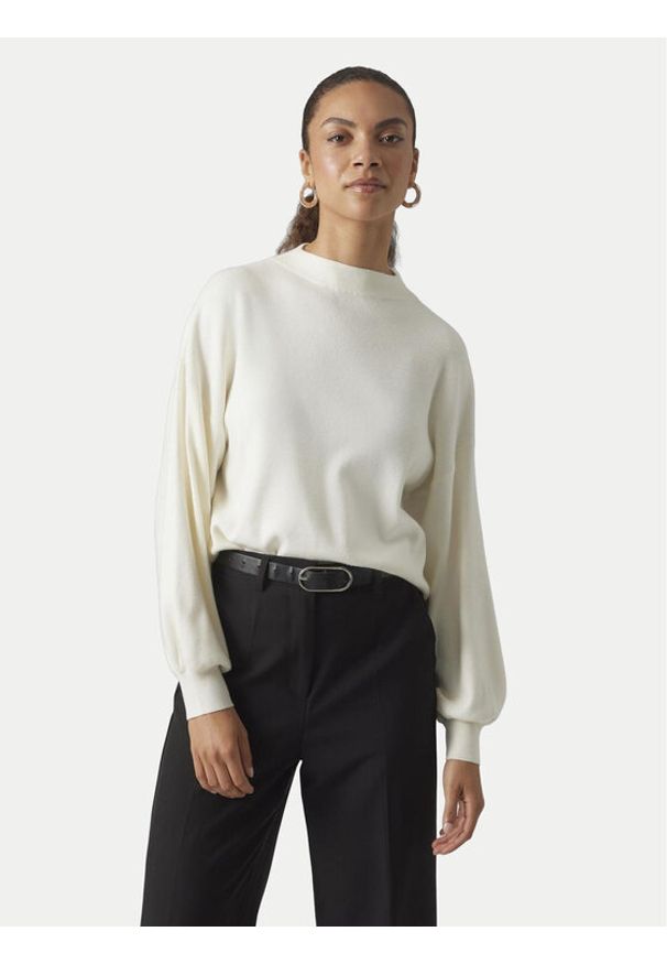 Vero Moda Sweter Nancy 10290748 Beżowy Regular Fit. Kolor: beżowy. Materiał: wiskoza, syntetyk