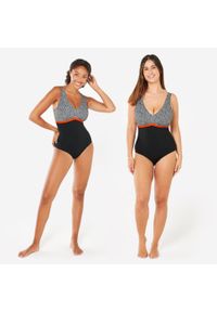 NABAIJI - Strój jednoczęściowy do aquafitness damski Nabaiji 100 Rosy. Kolor: wielokolorowy, czerwony, pomarańczowy, czarny. Materiał: materiał