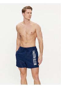 Calvin Klein Swimwear Szorty kąpielowe KM0KM01004 Granatowy Regular Fit. Kolor: niebieski. Materiał: syntetyk #3