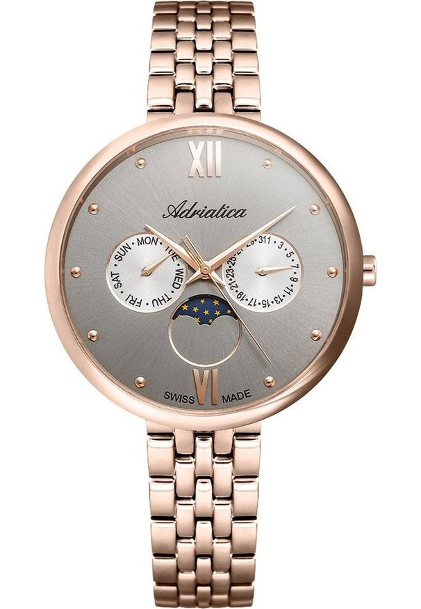 Zegarek Adriatica Zegarek damski Adriatica A3733.R187QF różowe złoto. Kolor: złoty, wielokolorowy, różowy