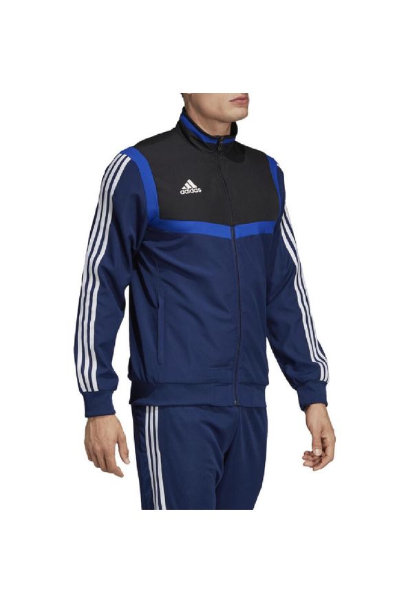 Adidas - Bluza piłkarska męska adidas Tiro 19 Presentation Jacket. Kolor: czarny, niebieski, wielokolorowy. Sport: piłka nożna