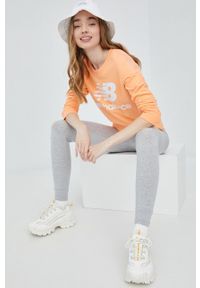 New Balance legginsy damskie kolor szary melanżowe. Kolor: szary. Materiał: dzianina, poliester, bawełna. Wzór: melanż