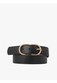 Ryłko - Czarny pasek damski ze złotą klamrą. Kolor: czarny. Materiał: skóra #1