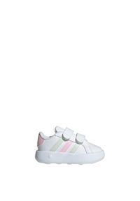 Adidas - Buty Grand Court 2.0 Kids. Okazja: na co dzień. Kolor: zielony, biały, różowy, wielokolorowy. Materiał: materiał