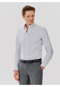 Pako Lorente - PAKO LORENTE – Biała koszula męska w mikrowzór. Kolor: biały. Materiał: bawełna, elastan. Długość rękawa: długi rękaw. Długość: długie #1