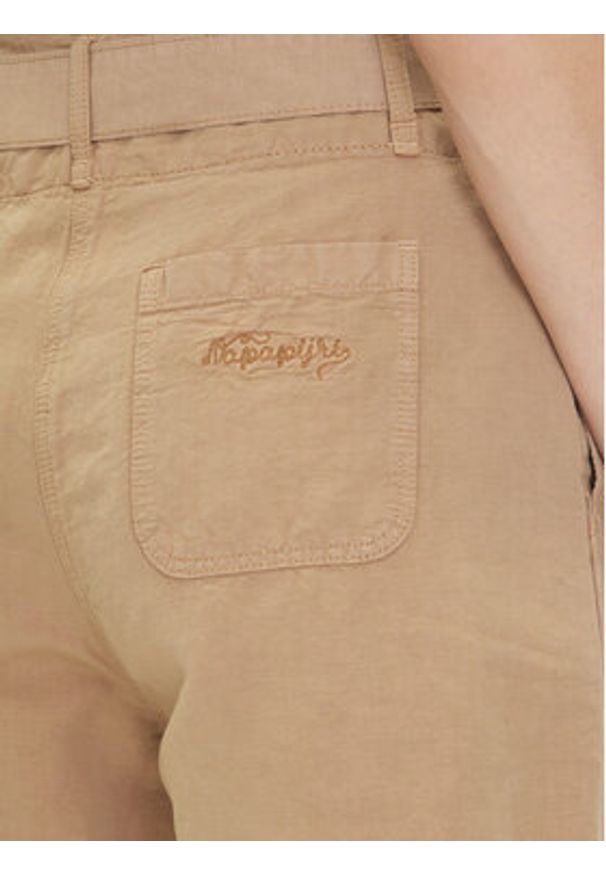 Napapijri Szorty materiałowe N Nice W NP0A4IEX Beżowy Loose Fit. Kolor: beżowy. Materiał: len