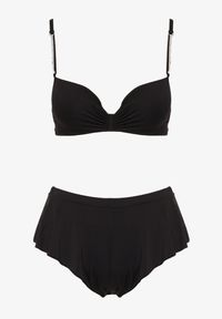 Renee - Czarne Bikini Usztywniany Biustonosz z Cyrkoniami i Spodenki Kąpielowe Wykończone Gumką w Pasie Rilamia. Kolor: czarny. Wzór: aplikacja #3