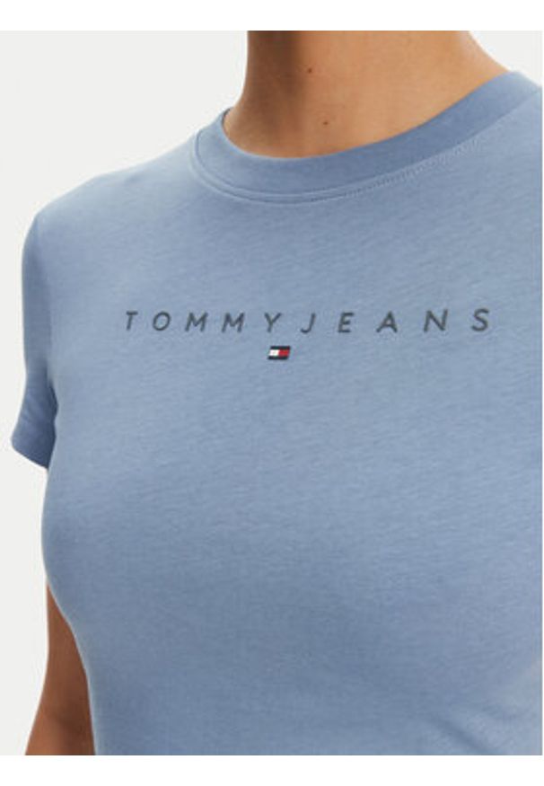 Tommy Jeans T-Shirt Tonal Linear DW0DW20315 Niebieski Slim Fit. Kolor: niebieski. Materiał: bawełna
