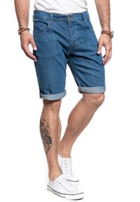 Mustang - SPODENKI MUSTANG 5 Pocket Short DENIM BLUE 1007373 5000 310. Materiał: denim