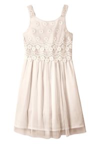 Sukienka dziewczęca na uroczyste okazje bonprix biel wełny. Kolor: biały. Materiał: wełna #1