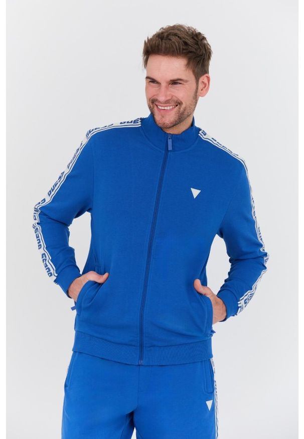 Guess - GUESS Niebieska męska bluza Full Zip, Rozmiar XXL. Kolor: niebieski