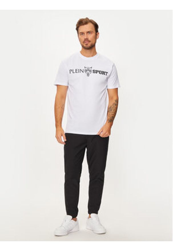 Plein Sport T-Shirt AADC MTK7197 SJY001N Biały Regular Fit. Kolor: biały. Materiał: bawełna. Styl: sportowy