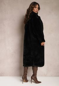 Renee - Czarny Długi Płaszcz Futrzany Nlorre. Kolor: czarny. Materiał: futro. Długość: długie