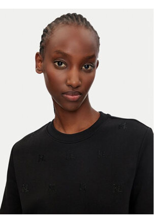 Karl Lagerfeld - KARL LAGERFELD Bluza 246W1804 Czarny Regular Fit. Typ kołnierza: dekolt w karo. Kolor: czarny. Materiał: bawełna