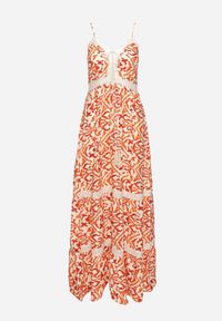 Born2be - Pomarańczowa Bawełniana Sukienka na Cienkich Ramiączkach Zdobiona Haftem z Gumką w Pasie Vikalia. Okazja: na co dzień, na randkę. Kolor: pomarańczowy. Materiał: bawełna. Długość rękawa: na ramiączkach. Wzór: aplikacja, haft. Sezon: lato. Typ sukienki: proste. Styl: klasyczny, casual, elegancki #4