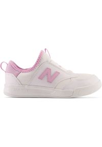 Buty dziecięce New Balance PT300WL1 – białe. Okazja: na co dzień. Kolor: biały. Materiał: guma, syntetyk, materiał. Szerokość cholewki: normalna #1